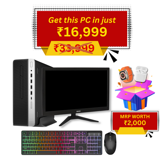 Desktop PC, Intel Core-i3, 8 GB RAM, 512 GB SSD With WiFi-Bluetooth, Keyboard Mouse Combo and 18.5 Inch Monitor (Imported*)