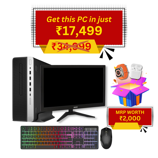 Desktop PC, Intel Core-i3, 8 GB RAM, 512 GB SSD With WiFi-Bluetooth, Keyboard Mouse Combo and 18.5 Inch Monitor (Imported*)