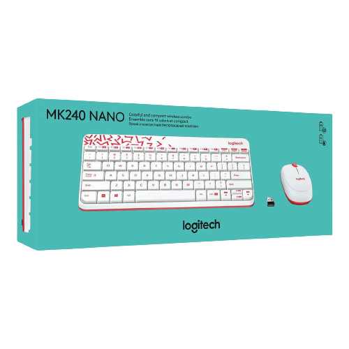 Logitech MK240 Nano (White/Vivid Red)