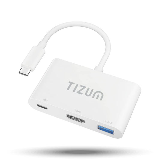 Tizum Aircase USB-C Hub (3-in-1) | Portable Multiport Adapter with PD 100W, Type-C to 4K HDMI, and USB 3.0 for Fast Charging and Data Transfer up to 5Gbps. Compatible with USB-C laptops, Samsung devices, Xbox, PS5, PS4, and Nintendo.