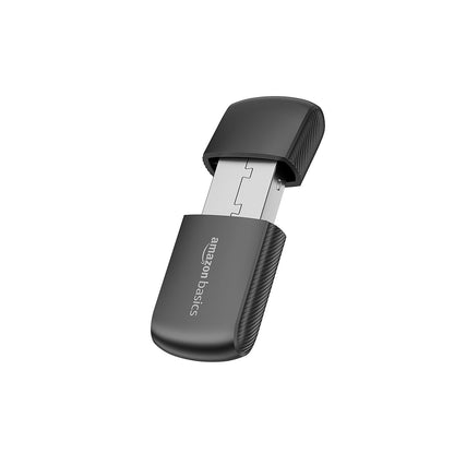 Amazon Basics 300Mbps Driver-Free Mini Wireless USB Adapter for PC and Laptop, compatible with Windows, Mac, and Linux, featuring USB 2.0 connectivity.