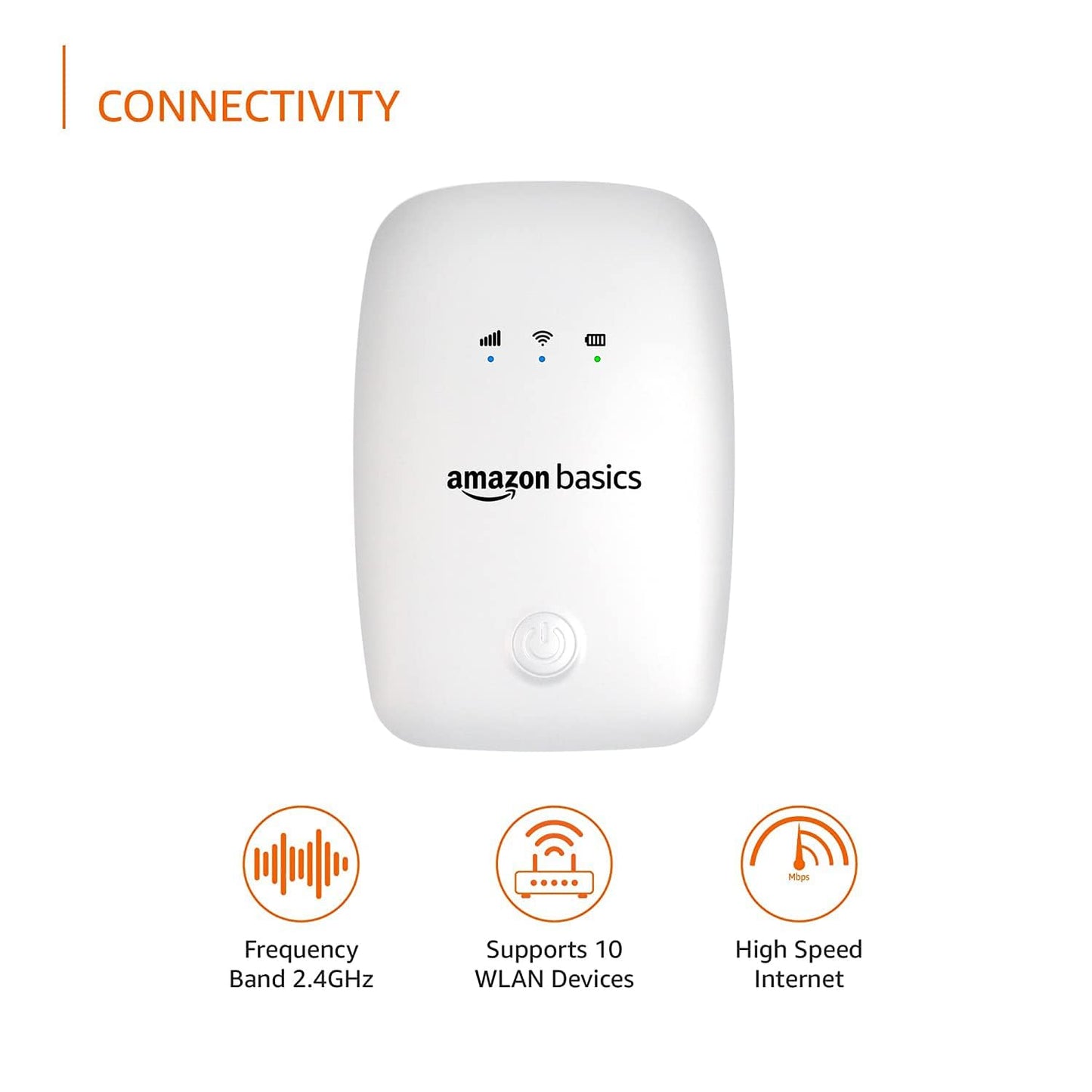 AmazonBasics 4G LTE Wireless Dongle with Universal SIM Network Compatibility | Plug & Play Data Stick offering up to 150Mbps WiFi Hotspot | 2100mAh Rechargeable Battery | Includes SIM Adapter (White) - AB-WHT-03