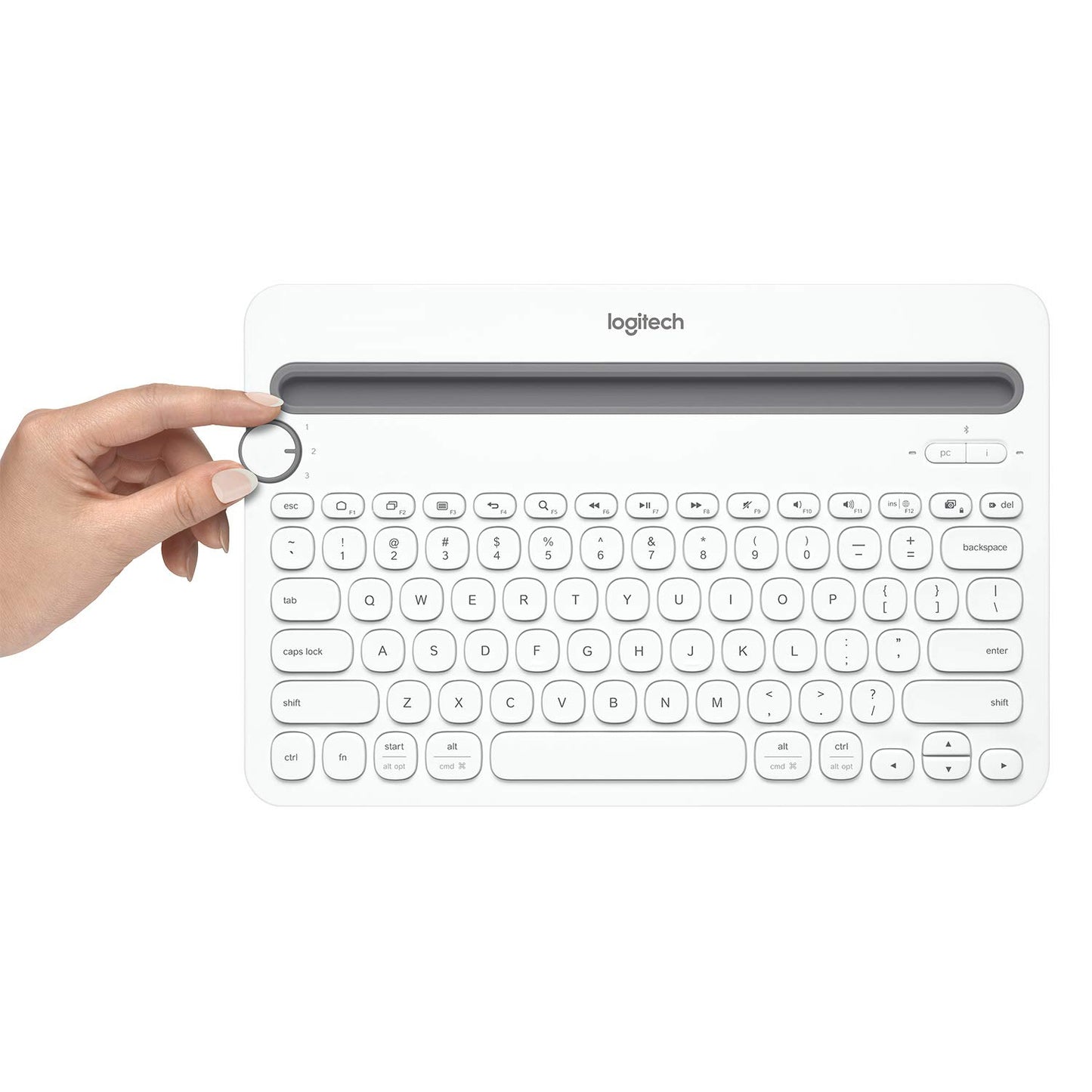 Logitech K480 Bluetooth Multi-Device Keyboard for Windows, macOS, iPadOS, Android, Chrome OS, Compatible with PC, Mac, Laptop, Smartphone, Tablet