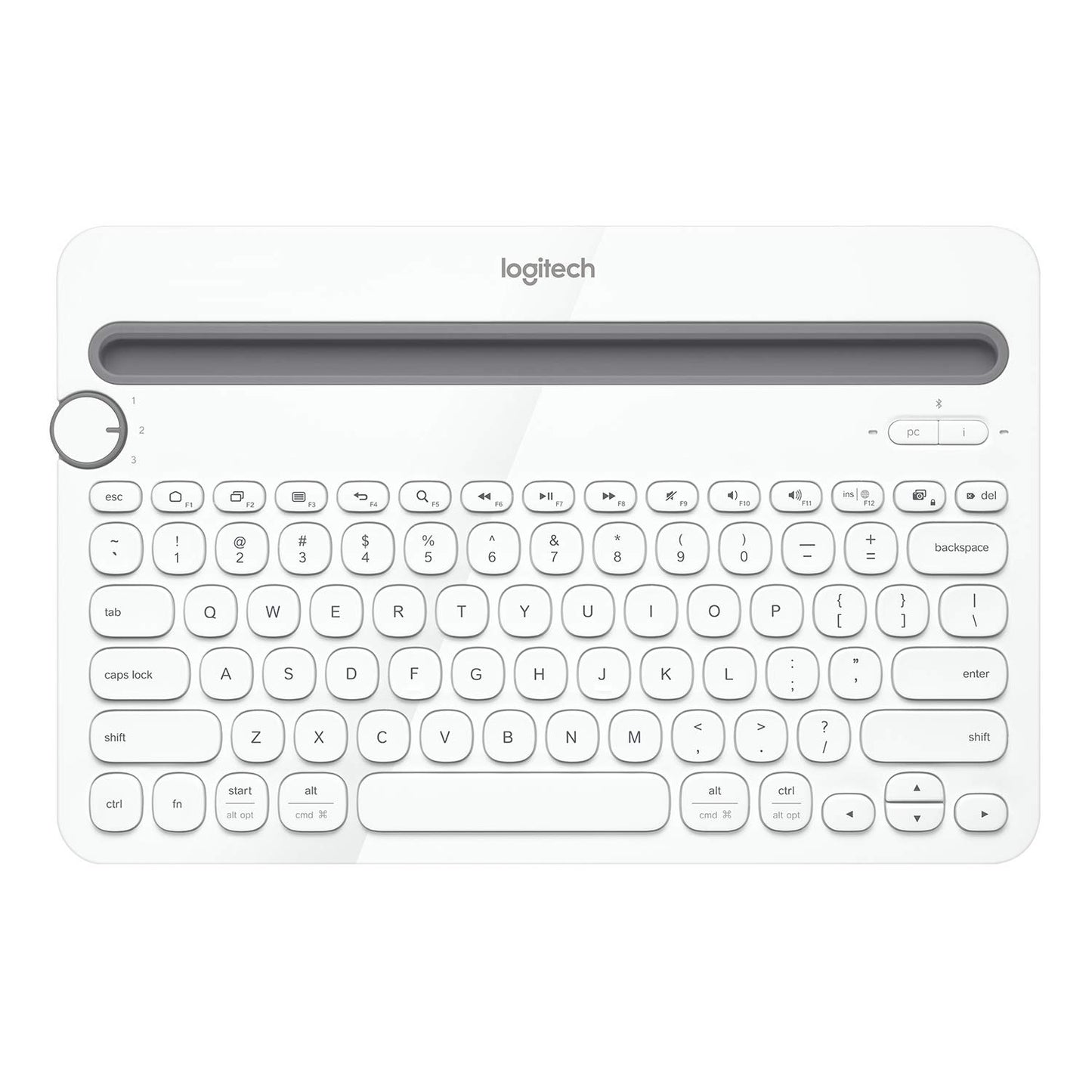 Logitech K480 Bluetooth Multi-Device Keyboard for Windows, macOS, iPadOS, Android, Chrome OS, Compatible with PC, Mac, Laptop, Smartphone, Tablet