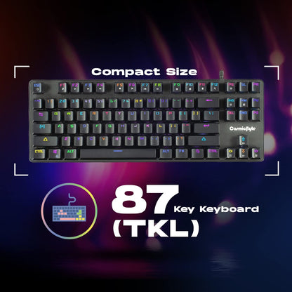 Cosmic Byte CB-GK-34 Firefly Ten-Keyless RGB Keyboard | Hot-Swappable Per-Key Backlighting, Outemu Red Switches, Macro Support, and Software Customization (Black).