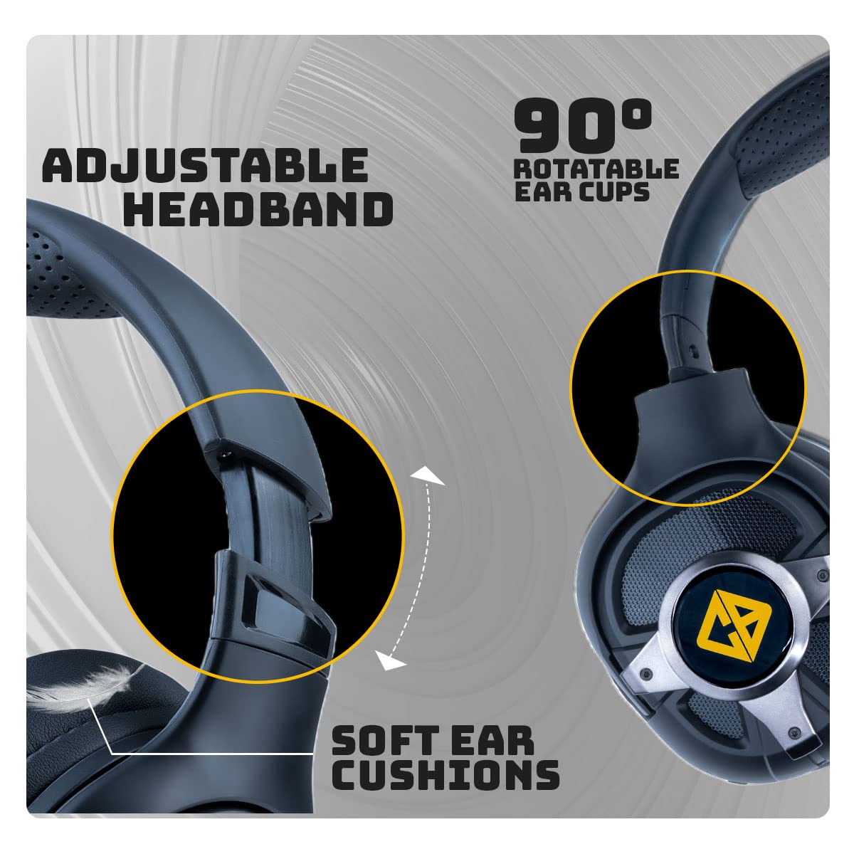 Cosmic Byte Oberon Wireless Headphone, Tri Mode WiFi + Bluetooth 5.3 + Wired, Ultra Low Latency, Detacheable ENC Mic, 90° Rotatable Earcups, Hi-Fi 50mm Drivers (Black)