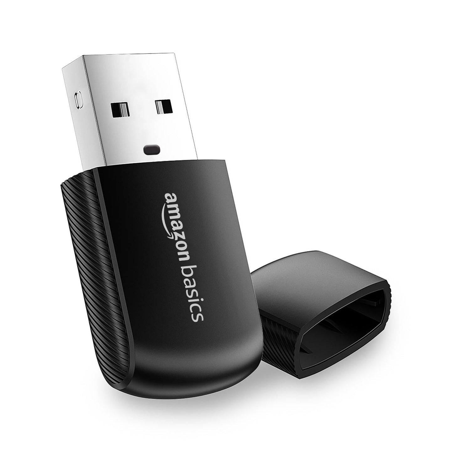 Amazon Basics 300Mbps Driver-Free Mini Wireless USB Adapter for PC and Laptop, compatible with Windows, Mac, and Linux, featuring USB 2.0 connectivity.