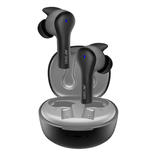 Ant Esports Infinity ENC True Wireless Earbuds, 5.3 Bluetooth with 4 Microphone, 40H Playtime, 50ms Low Latency Ear Bud, Sport Noise Cancelling in Ear Headphones, Touch Control, Game Mode-Black/Grey