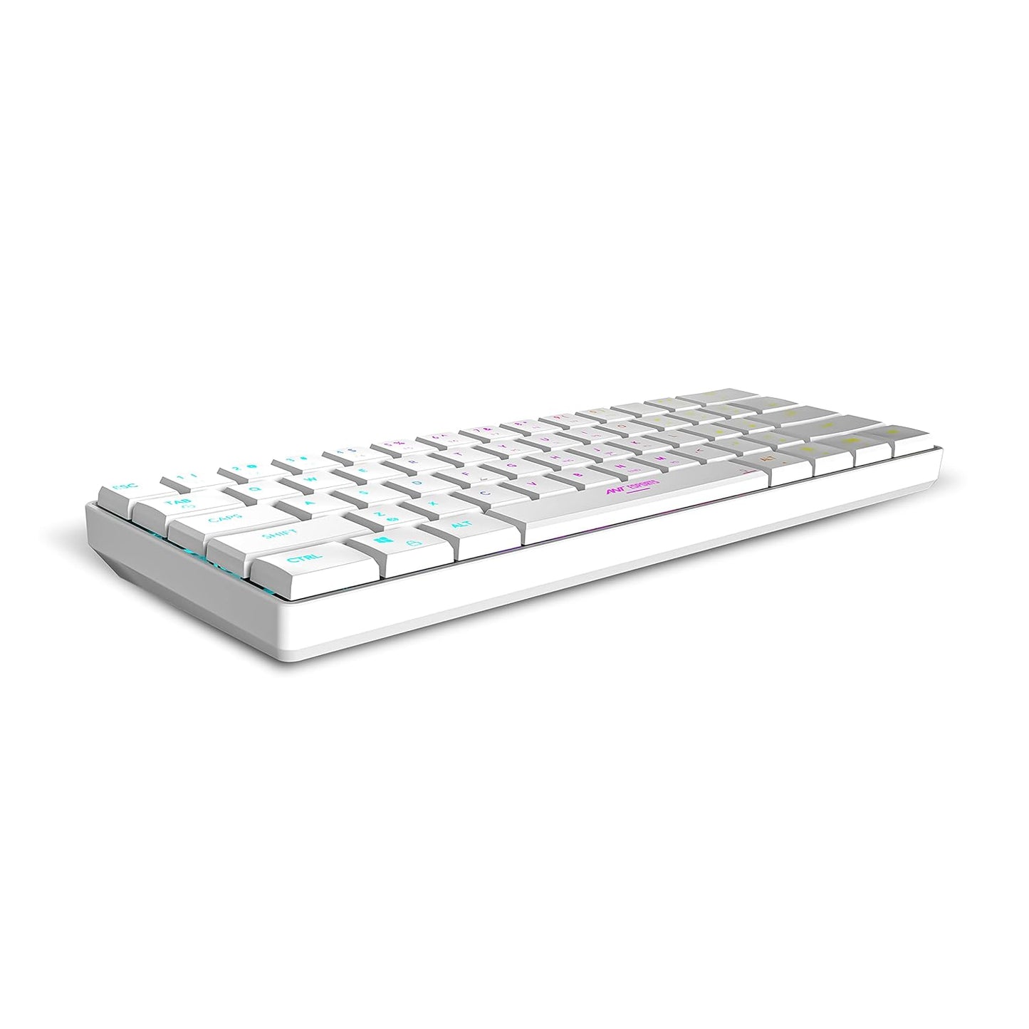 Ant Esports MK1500 Mini 60% Pro RGB Wireless Gaming Keyboard with Membrane Switches for PC / Mobile / Tablets / Laptop / TV's (White)