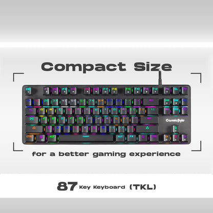 Cosmic Byte CB-GK-16 Firefly Ten-Keyless Mechanical Keyboard | Per-Key RGB Lighting | Swappable Outemu Blue Switches | Macro Support and Customization Software (Black).