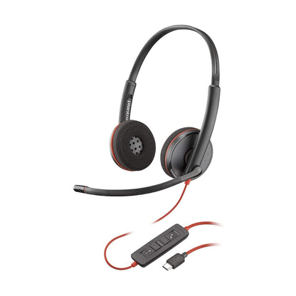 Poly by Plantronics Blackwire 3220 USB-C Wired On-Ear Headset – Dual Ear (Stereo) with Boom Microphone. Connects to PC/Mac via USB-C. Compatible with Teams, Zoom, and more (209749-22).