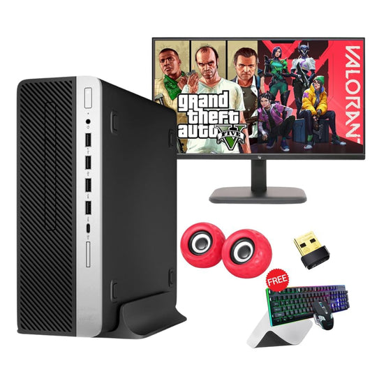 ᕼP 800 G3 Gaming Desktop PC/lntel Core i5 /16GB DDR4 RAM/256GB SSD/4GB Graphics Card/Win 10/WiFi High-Performance Plug and Play PC for Gaming and Editing (CPU/24 Monitor/Speaker)