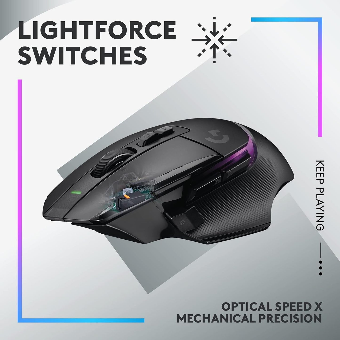 Logitech G502 X Lightspeed Plus Wireless RGB Gaming Mouse - Optical Mouse with LIGHTFORCE Hybrid switches, LIGHTSYNC RGB, Hero 25K Gaming Sensor, Compatible with PC/macOS/Windows - Black