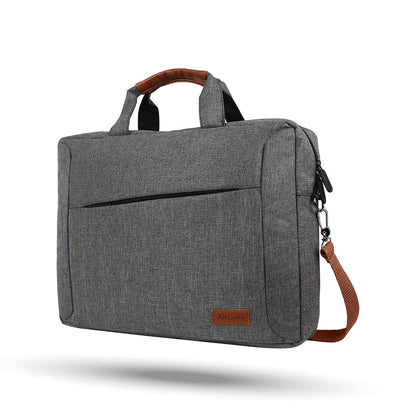 AirCase Office Messenger Bag for Laptops/MacBooks up to 14.1" with Handles and Detachable Shoulder Strap, Featuring Spacious Compartments, 2-in-1 Design, Water-Repellent and Wrinkle-Free Polyester (Grey)