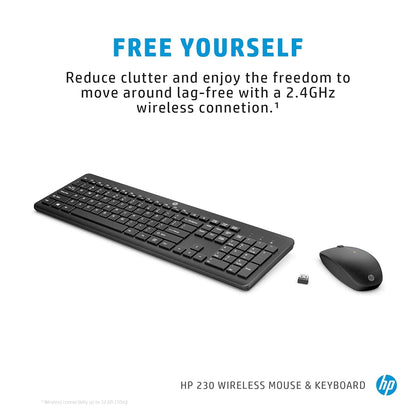 HP 230 Wireless Keyboard and Mouse Combo, 2.4GHz USB dongle, 1600 dpi, Windows PC Compatible, Full-Size Keyboard with Numeric pad, 12 Function Keys, 1-Year Warranty, 0.56 kg, White, 3L1F0AA