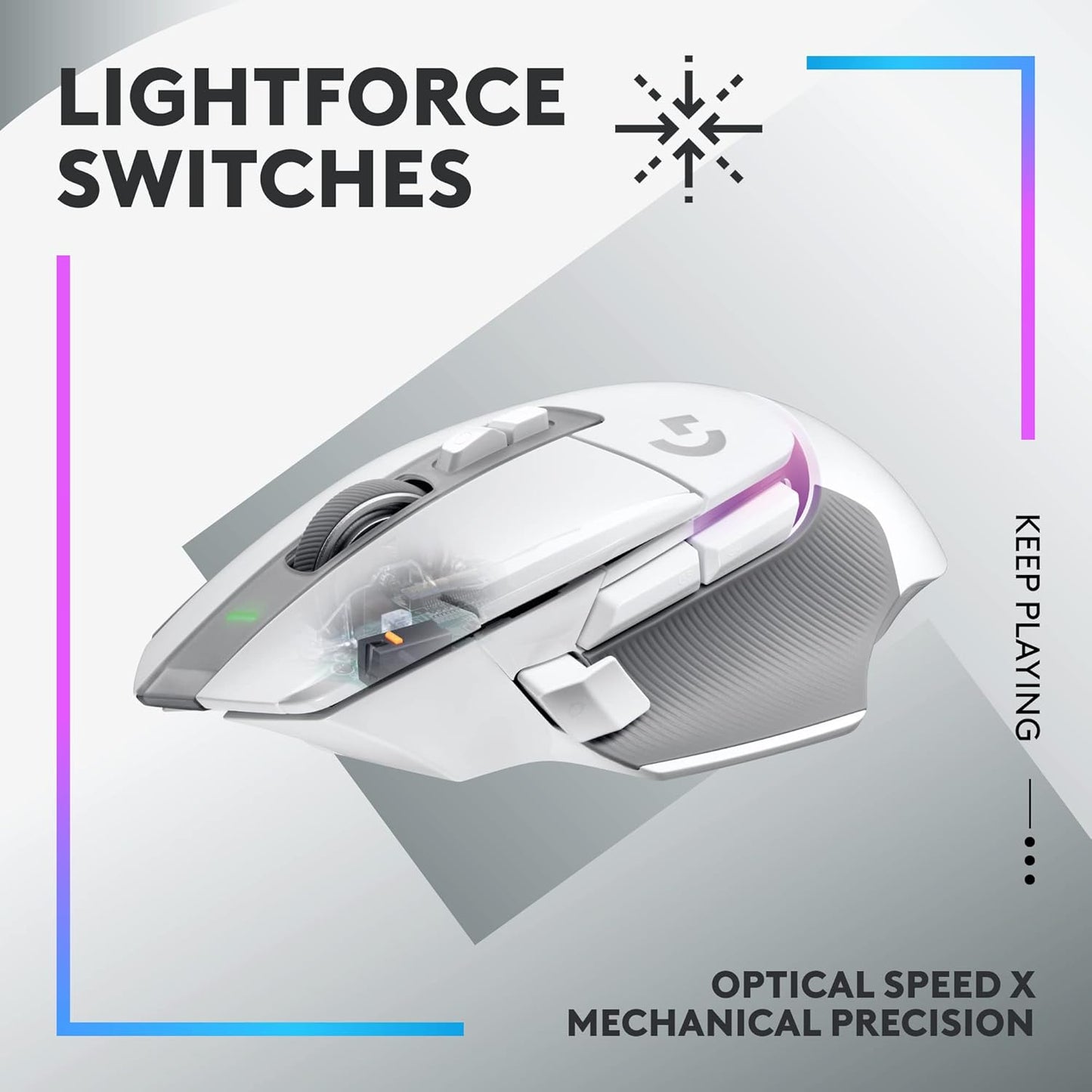 Logitech G502 X Lightspeed Plus Wireless RGB Gaming Mouse - Optical Mouse with LIGHTFORCE Hybrid switches, LIGHTSYNC RGB, Hero 25K Gaming Sensor, Compatible with PC/macOS/Windows - White