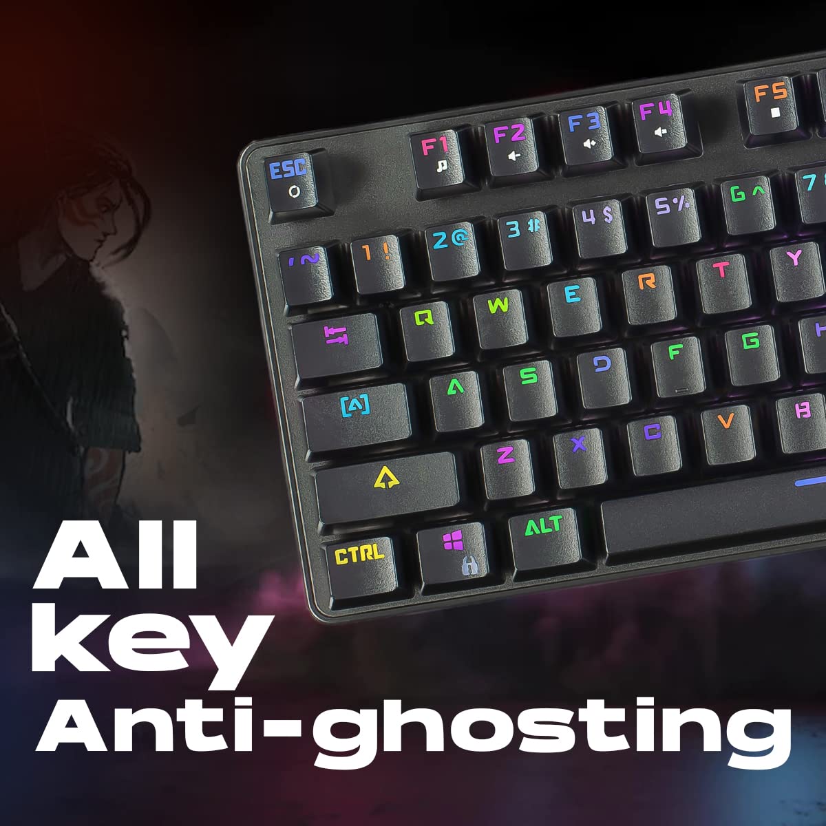 Cosmic Byte CB-GK-34 Firefly Ten-Keyless RGB Keyboard | Hot-Swappable Per-Key Backlighting, Outemu Red Switches, Macro Support, and Software Customization (Black).