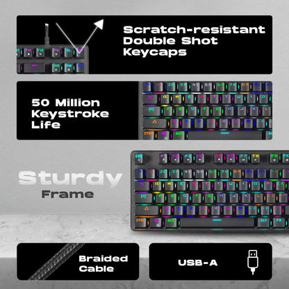 Cosmic Byte CB-GK-16 Firefly Per-Key RGB TKL Mechanical Keyboard with Swappable Blue Switches (Black)