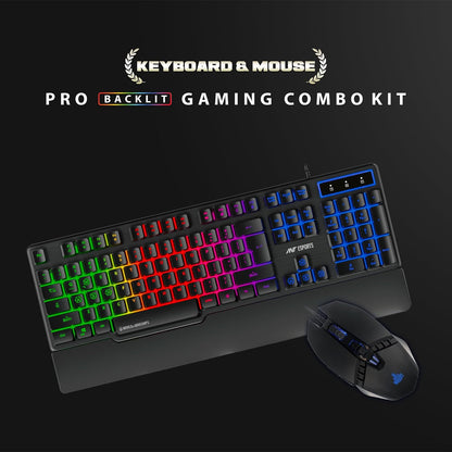 Ant Esports KM500W Gaming Backlit Keyboard and Mouse Combo, LED Wired Gaming Keyboard, Ergonomic & Wrist Rest Keyboard, Programmable Gaming Mouse for PC/Laptop/Mac- World of Warships Edition