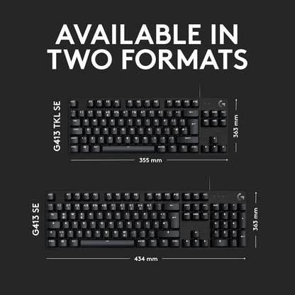 Logitech G413 TKL SE Mechanical Gaming Keyboard – Compact Design, Tactile Switches, and Durable Aluminum Build