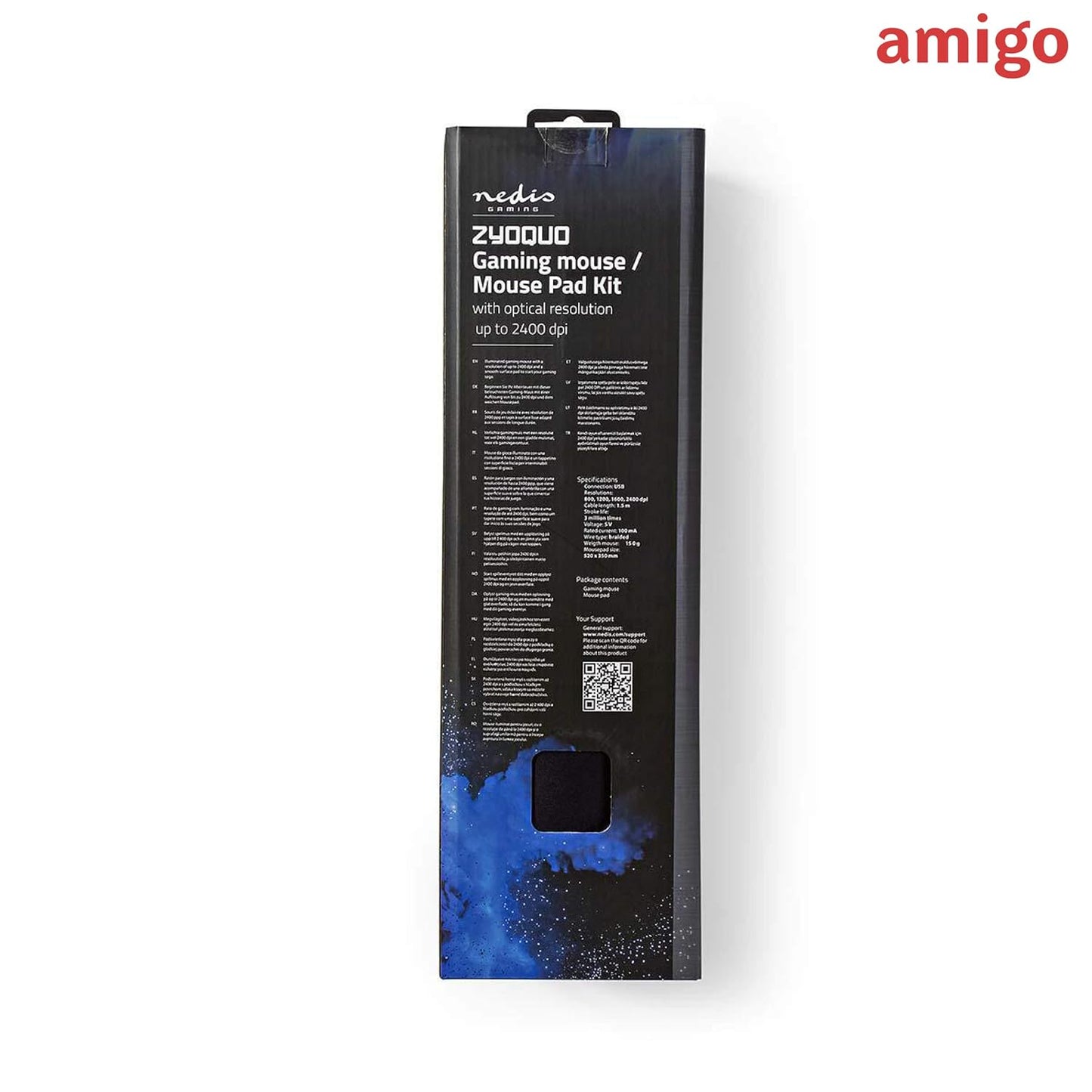 Amigo Nedis Wired Gaming Mouse and Durable Mouse Pad Set | Featuring 6 Programmable Buttons | 2400 DPI Sensitivity (Black) Explore the AMIGO Store