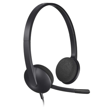 Logitech H340 Stereo Wired Over-Ear Headphones with Noise-Cancelling Mic, USB for PC/Mac/Laptop - Black