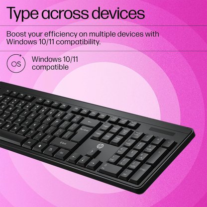 HP K160 Wireless Keyboard/Quick Comfy accurate/12 Fn Shortcut Keys/Plug and Play USB/ 3 Years Warranty, Black