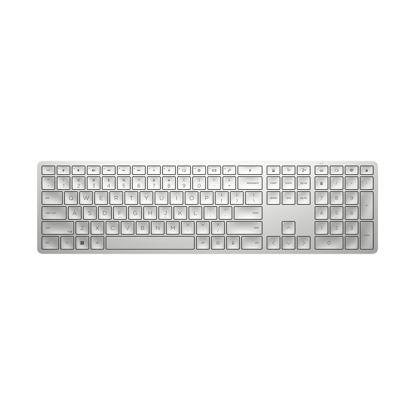 HP 970 Creator Keyboard, Wireless and Multi-Device with 20 programmable Shortcut Keys, Backlit with sensors, up to 6 Month Battery, AES encrypted, 3Y Warranty, 0.67 kg, Silver