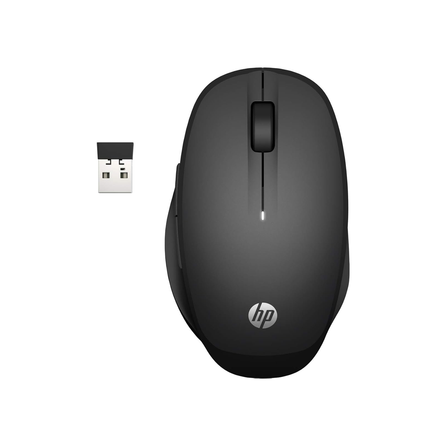 HP 300 Dual Mode Black Mouse, Switch Between Two PCs via Bluetooth or 2.4 GHz Wireless, Smart TV Connectivity, 1200 to 3600 Adjustable DPI (6CR71AA)