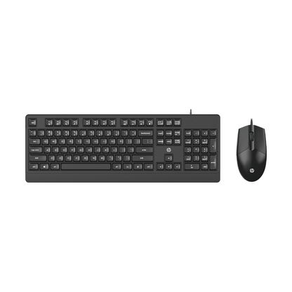 HP KM 180 Wired Mouse and Keyboard Combo, USB Plug-and-Play, 1200 dpi, Full-Size Layout with Numeric pad, Up to 10 Million keystrokes, Up to 1 Million clicks, 1-Year Warranty, 0.52 kg, Black, 7J4G3AA