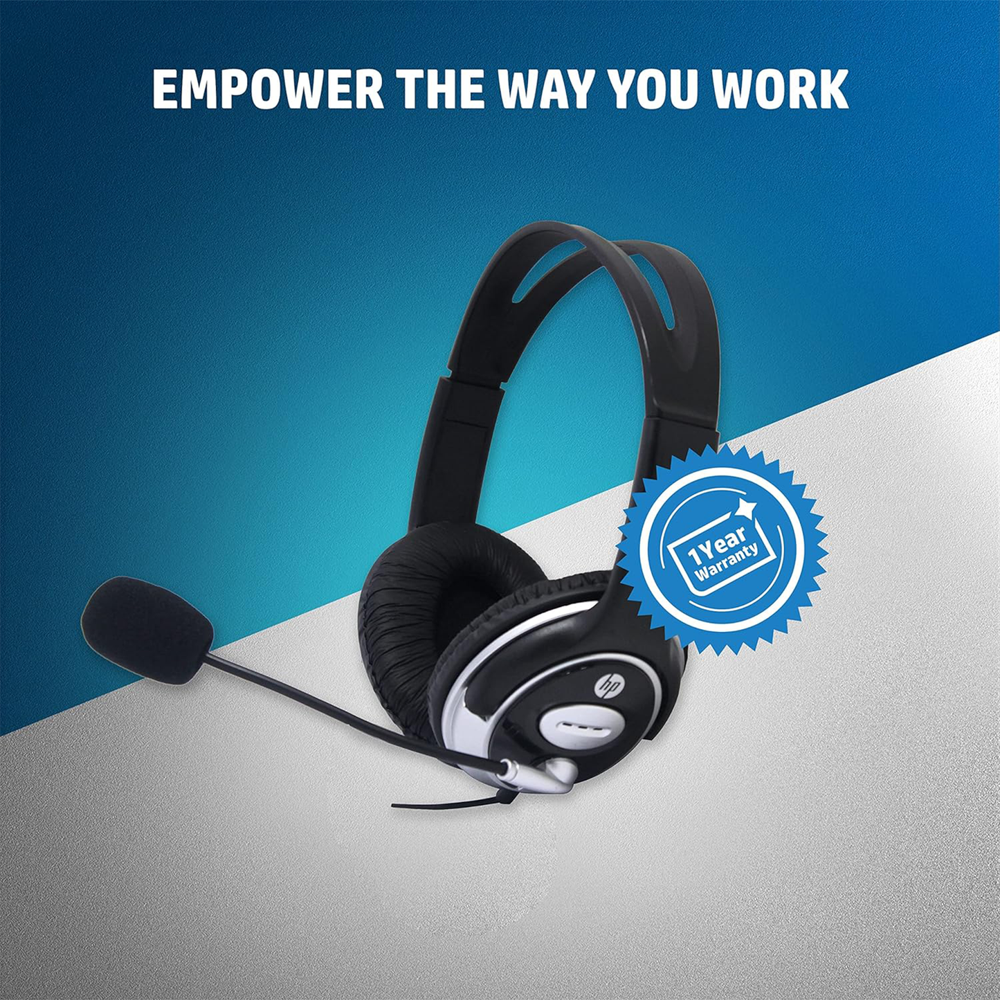 HP Wired On Ear Headphones With Mic, In-Built Noise Cancellation (B4B09Pa)