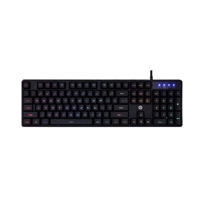 HP K300 Backlit Membrane Wired Gaming Keyboard with Mixed Color Lighting, 4 LED Indicators, Matte Finish Double Injection Key Caps and Windows Lock Key / 3 Years Warranty(4QM95AA)