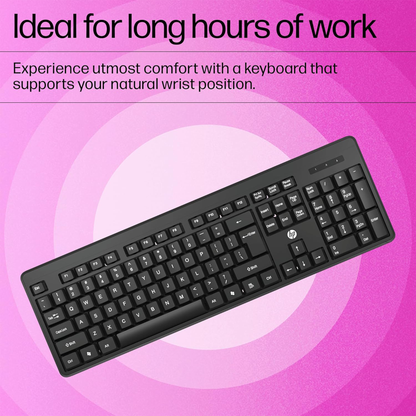 HP K160 Wireless Keyboard/Quick Comfy accurate/12 Fn Shortcut Keys/Plug and Play USB/ 3 Years Warranty, Black