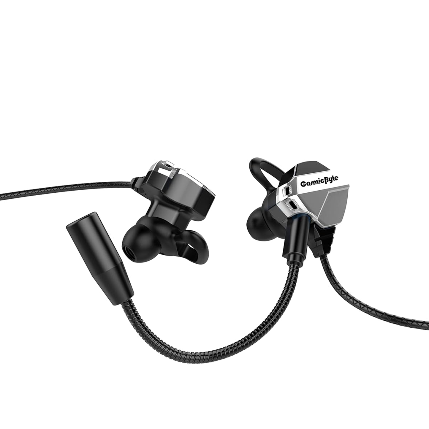 Cosmic Byte CB-EP-04 Gaming Wired in Ear Earphone with Microphone Detachable for PC, PS4, Mobiles, Tablets (Black/Silver)