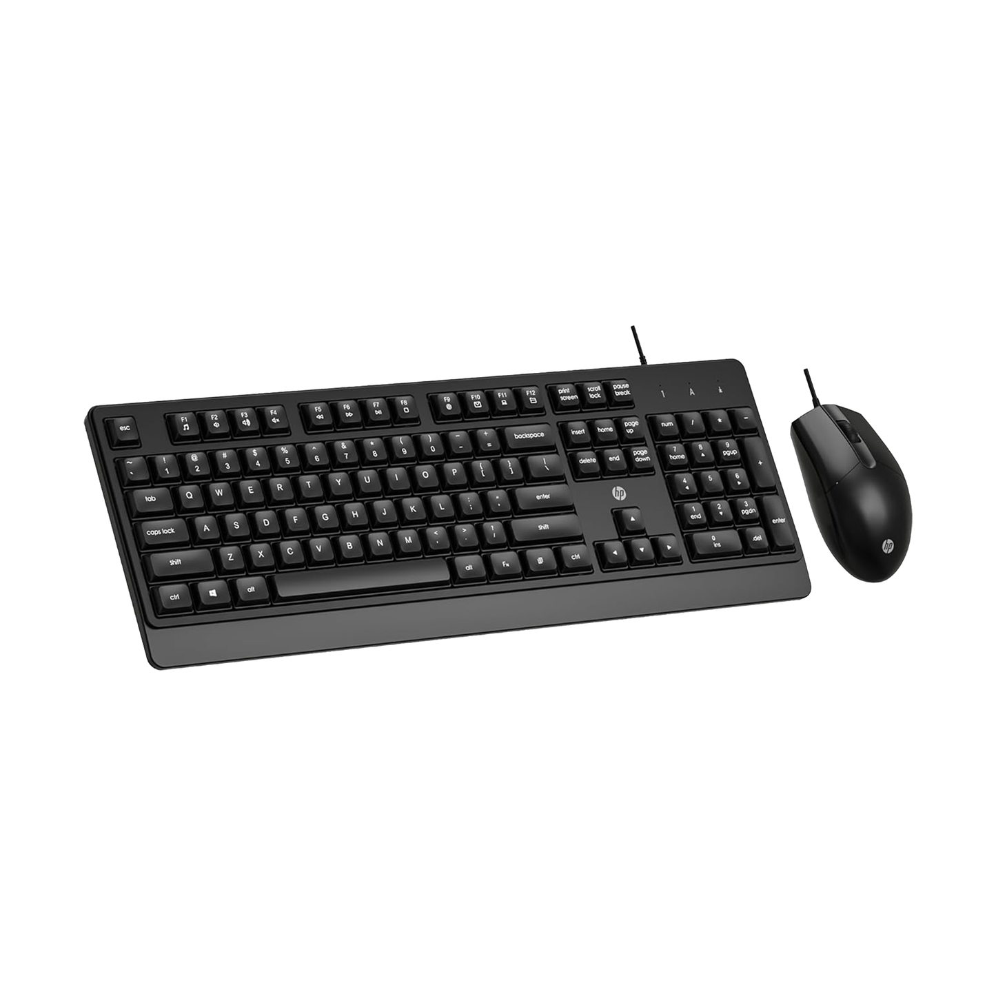 HP KM 180 Wired Mouse and Keyboard Combo, USB Plug-and-Play, 1200 dpi, Full-Size Layout with Numeric pad, Up to 10 Million keystrokes, Up to 1 Million clicks, 1-Year Warranty, 0.52 kg, Black, 7J4G3AA