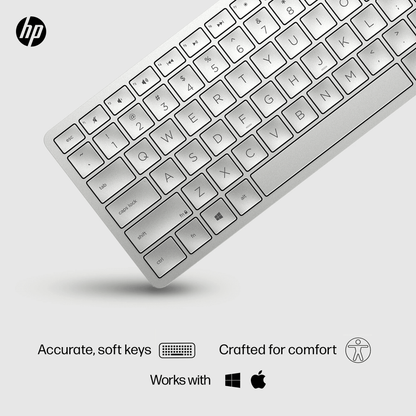 HP 970 Creator Keyboard, Wireless and Multi-Device with 20 programmable Shortcut Keys, Backlit with sensors, up to 6 Month Battery, AES encrypted, 3Y Warranty, 0.67 kg, Silver