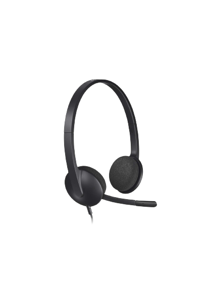 Logitech H340 Stereo Wired Over-Ear Headphones with Noise-Cancelling Mic, USB for PC/Mac/Laptop - Black